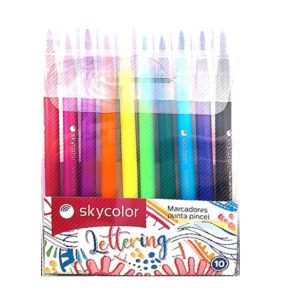 Marcador Punta Pincel Pizzini x10 Pastel