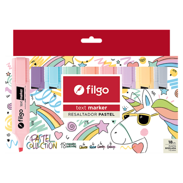 Resaltador Filgo x18 Pastel Grueso