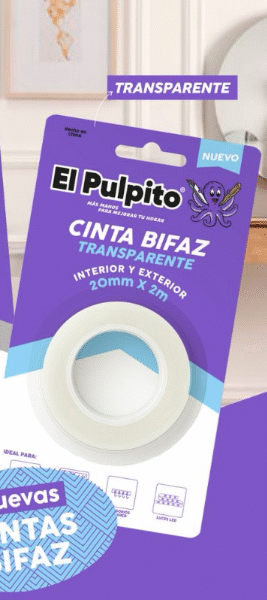 Cinta Bifaz El Pulpito 20x2m Interior y exterior Calidad extra Reforzada