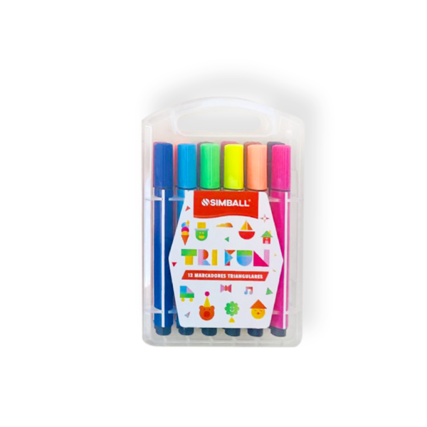 Marcador Simball Jumbo Triangular x12 Estuche Plastico