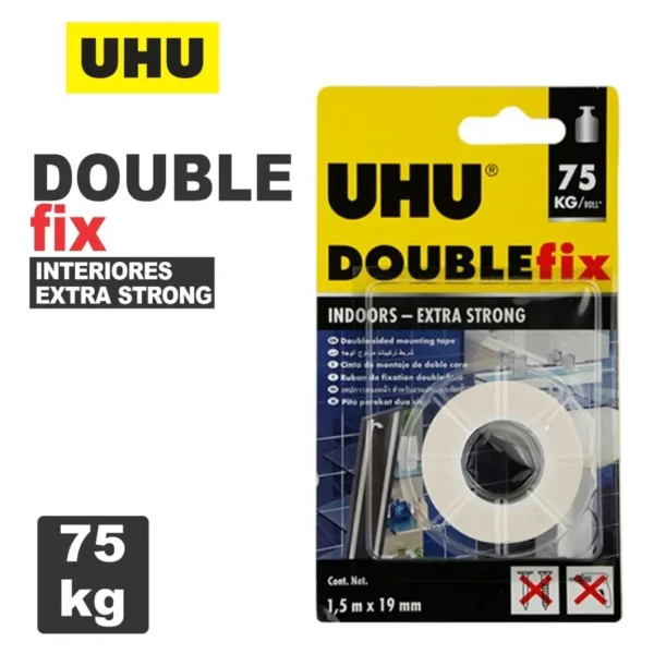Cinta Uhu Extra Fuerte hasta 75K 19mm x1,5m Ideal para Espejos