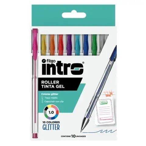 Bolígrafo Intro Club x10 Colores Glitter
