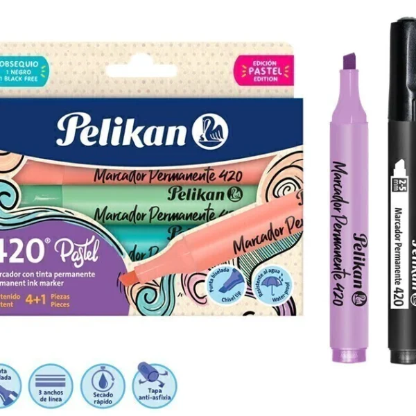 Marcador Pelikan Permanente Pastel x5 Estuche