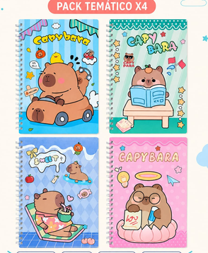 Cuaderno Carbest 48 hjs Espiral 16x21 Serie Capybara
